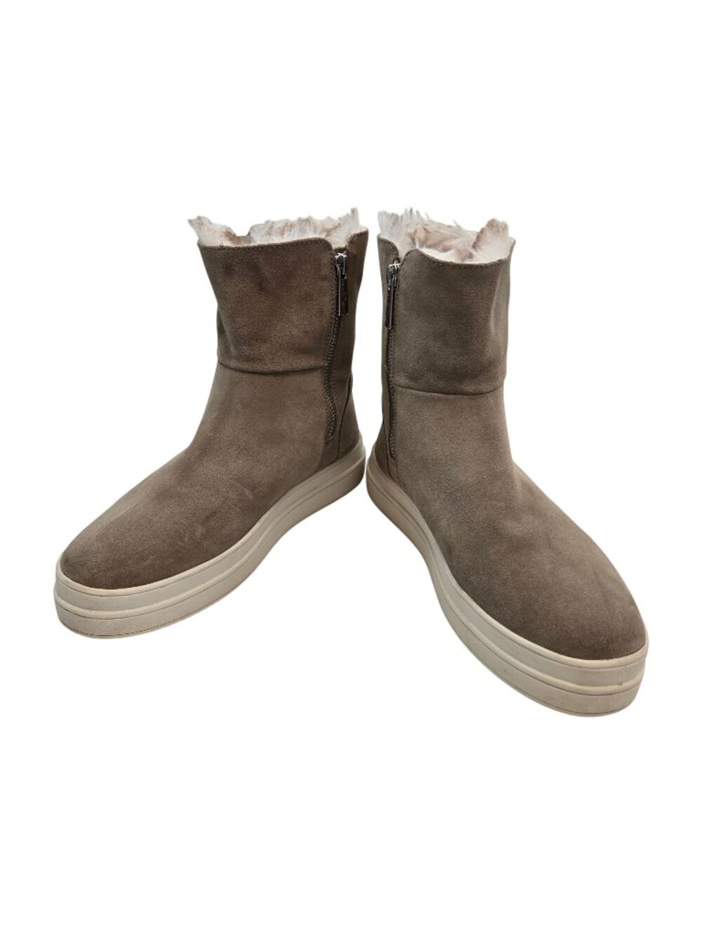 J/Slides Tristan Waterproof Suede Leather Boots with Faux Fur Lining Size 9